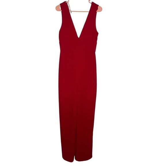 NWT Lulu's Ready For It Red Sleeveless Wide-Leg Jumpsuit V Neck Size M - Picture 3 of 6